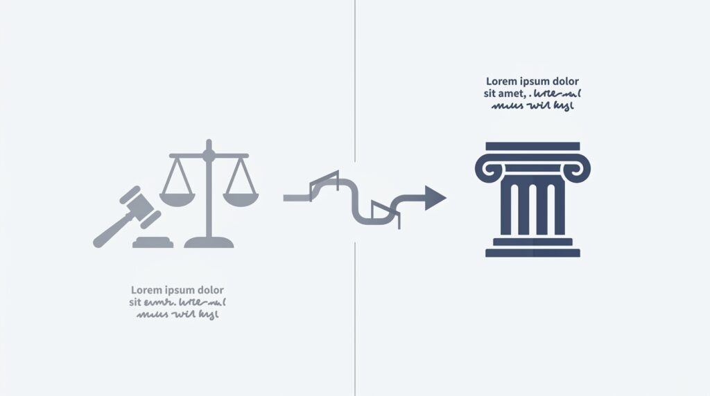 Simple graphic explaining the difference between arbitration and a court appeal in the Muratori case