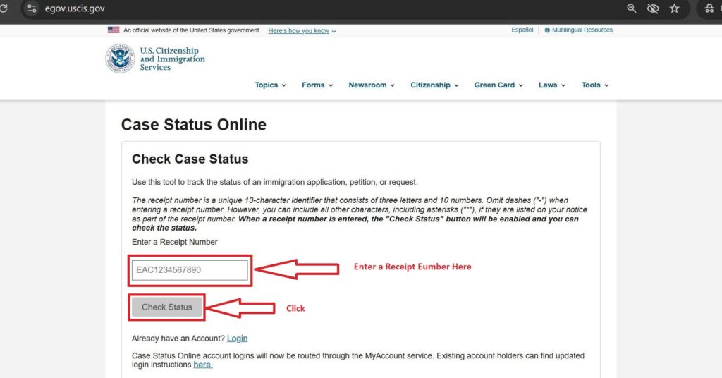 USIS Case Status Online